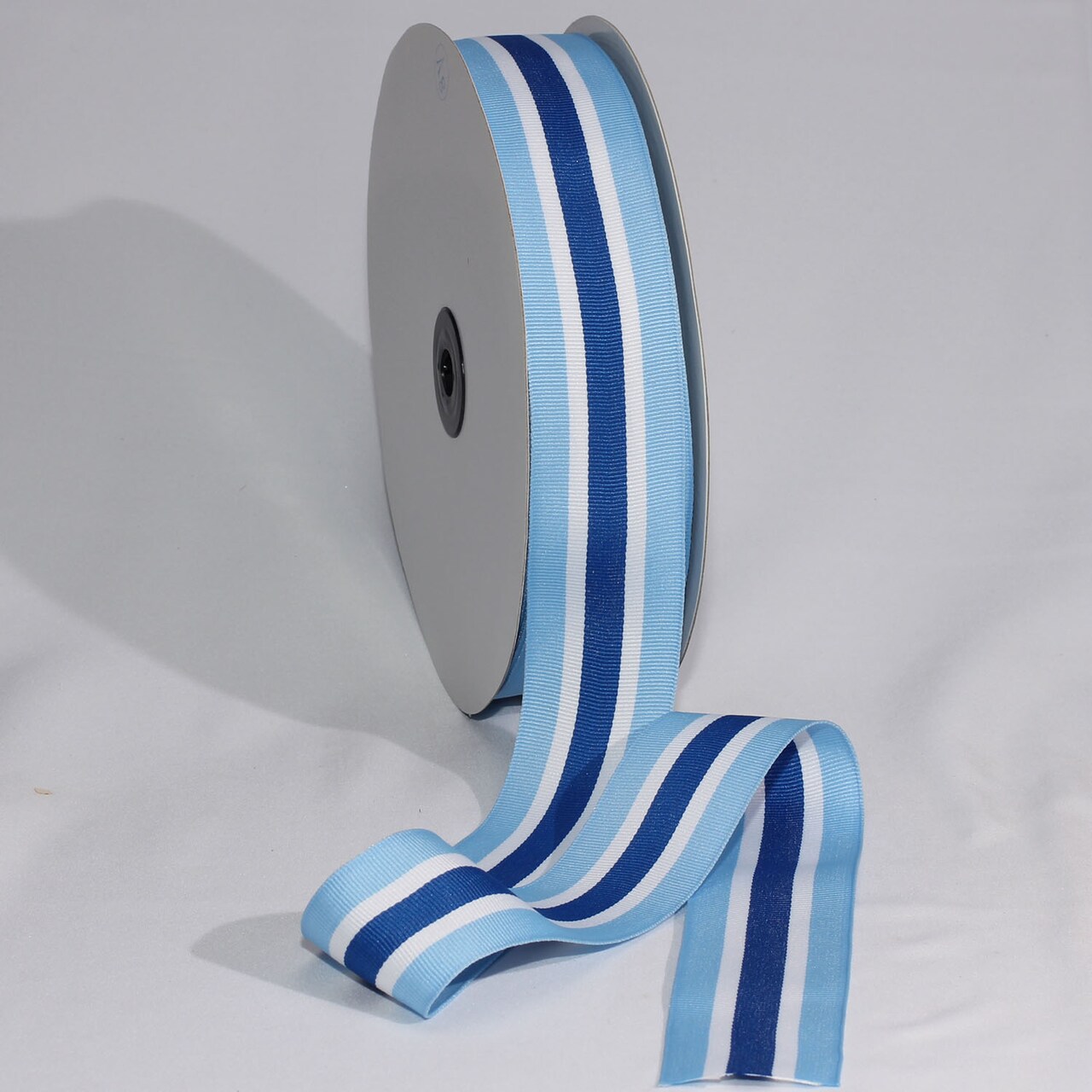 The Ribbon People Blue and White Striped Woven Grosgrain Craft Ribbon 1.5" x 55 Yards